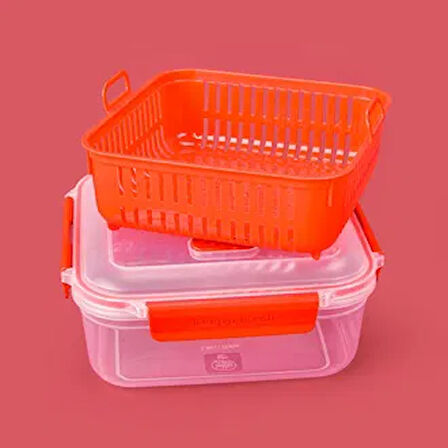 Life Keepn Fresh Süzgeçli Dikdörtgen Saklama Kabı - Asorti - 2350 ml