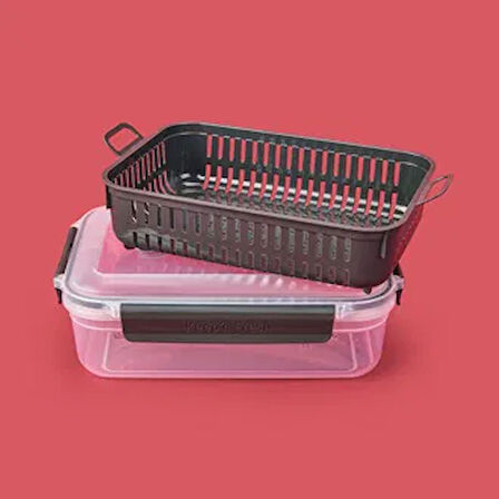 Life Keepn Fresh Süzgeçli Dikdörtgen Saklama Kabı - Asorti - 2 lt