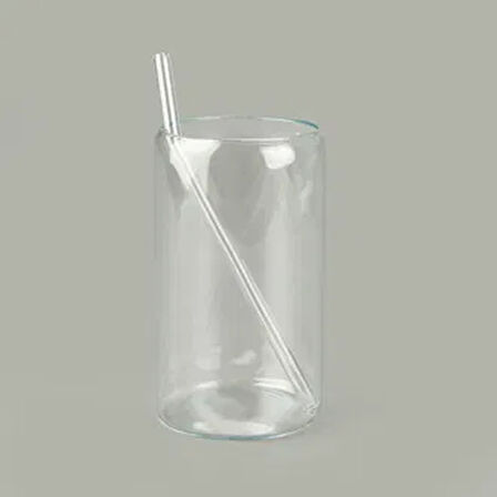 Pipetli Borosilikat Cam Bardak - Şeffaf - 330 ml