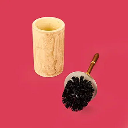 Bath Traverten Görünümlü Tuvalet Fırçası - Bej