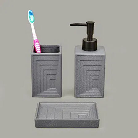 Bath 3'lü Banyo Aksesuar Seti - Gri