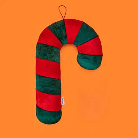 Soft Baston Şeker Figürlü Yastık - Yeşil / Kırmızı - 27x40 cm