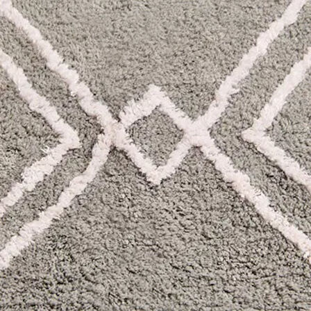 Soft Tufting Çiçekli Banyo Paspası - Gri - 60x90 cm