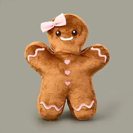 Soft Kurabiye Kız Figürlü Yastık - Kahverengi - 30 cm