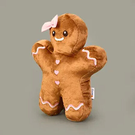 Soft Kurabiye Kız Figürlü Yastık - Kahverengi - 30 cm