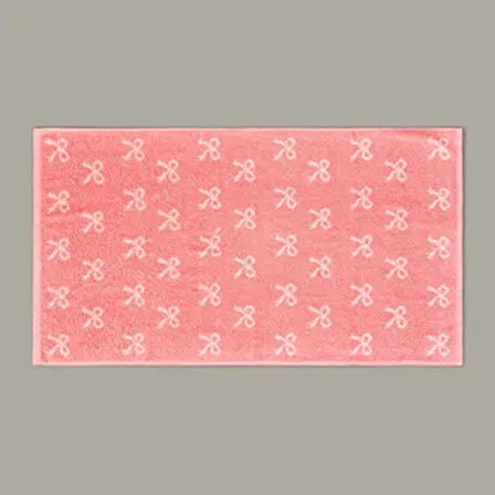 Soft Ribbon Yüz Havlusu - Ekru / Pembe - 50x90 cm