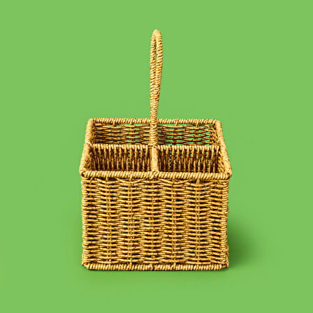 Hasır Dik Kaşıklık - Açık Kahverengi - 29x19x19 cm