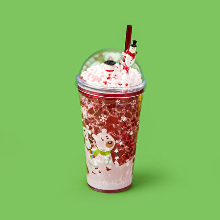 Yılbaşı Pipetli Bardak - Asorti - 500 ml