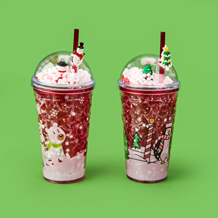 Yılbaşı Pipetli Bardak - Asorti - 500 ml