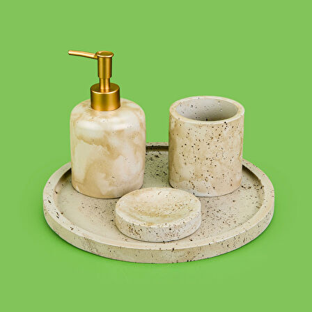 Bath Traverten Görünümlü Banyo Seti - Gri