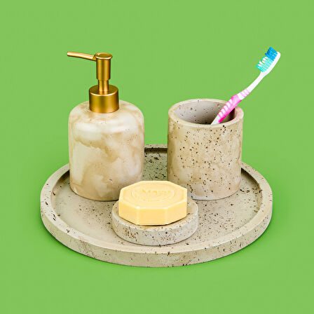 Bath Traverten Görünümlü Banyo Seti - Gri