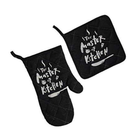 Chef Mutfak Eldiveni Ve Tutaç Seti - Renkli - 20x20 cm + 17x30 cm