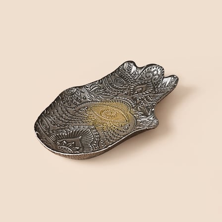 Deco Rabia Eli Dekoratif Tabak - Gri - 22x15 cm