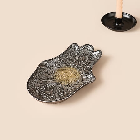 Deco Rabia Eli Dekoratif Tabak - Gri - 22x15 cm