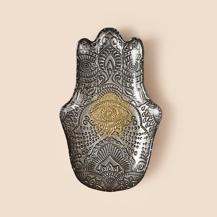 Deco Rabia Eli Dekoratif Tabak - Gri - 22x15 cm