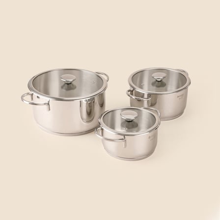Kitchen Pure Steel 6 Parça Çelik Tencere Seti