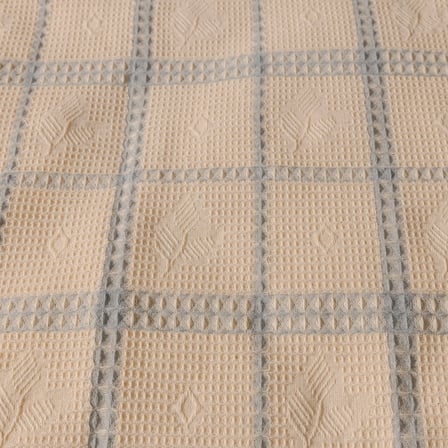 Soft Grid Çift Kişilik Pike - Bej / Mavi - 200x230 cm
