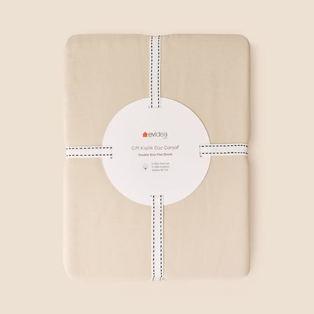 Soft Basic Çift Kişilik Düz Kenar Saten Çarşaf - Bej - 240x260 cm