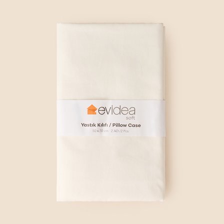 Soft Eco 2'li Yastık Kılıfı - Ekru - 50x70 cm