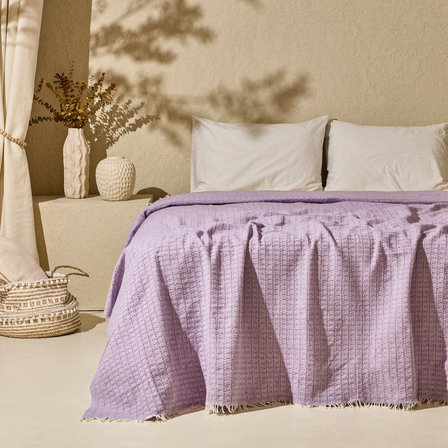 Soft Milva Çift Kişilik Çok Amaçlı Örtü - Lila - 200x230 cm