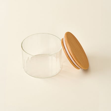 Vakum Kapaklı Cam Saklama Kabı - Şeffaf / Kahverengi - 350 ml