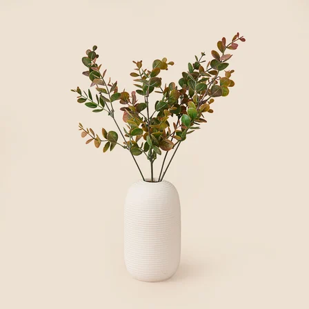 Deco Okaliptus 5'li Dal Çiçek - Yeşil / Kırmızı - 35 cm