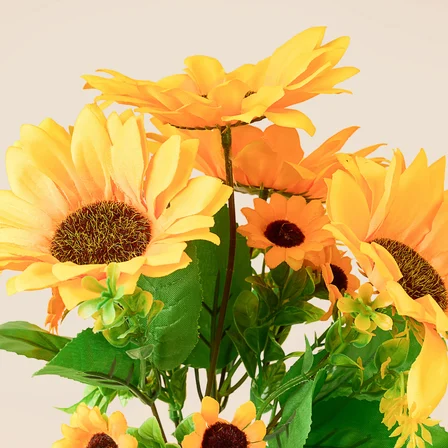 Deco Ayçiçeği 7'li Dal Çiçek - Sarı - 30 cm