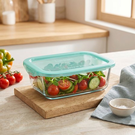 Keep'n Box Active Kilitli Kapak Saklama Kabı - Şeffaf / Turkuaz - 820 ml