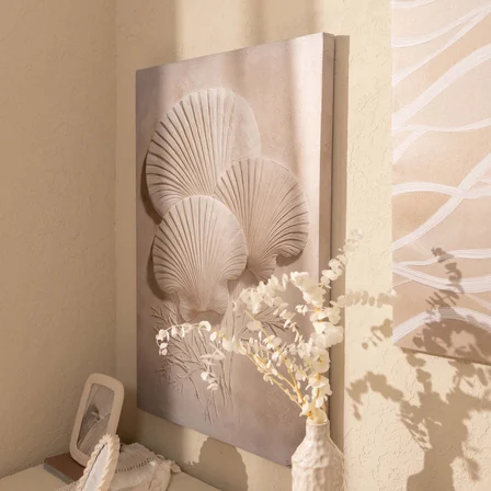 Deco Deniz Kabuğu Kanvas Tablo - Bej  - 60x90 cm