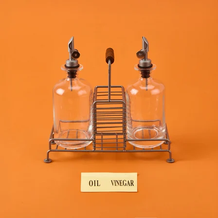 Julia Metal 2'li Cam Yağlık - Şeffaf / Gri - 200 ml