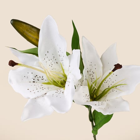 Deco Zambak Yapay Dal Çiçek - Beyaz - 63 cm