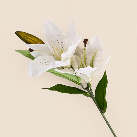 Deco Zambak Yapay Dal Çiçek - Beyaz - 63 cm