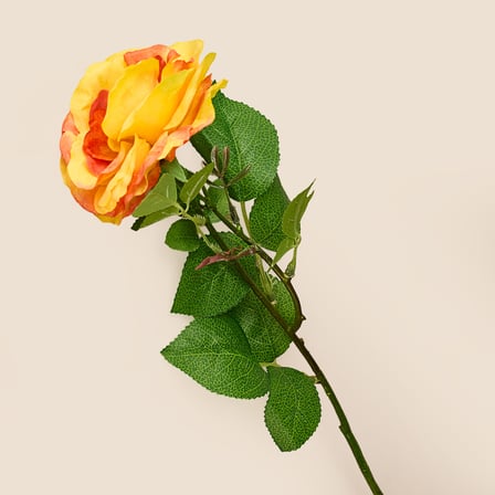 Deco Katmerli Gül Yapay Dal Çiçek - Sarı / Turuncu - 50 cm
