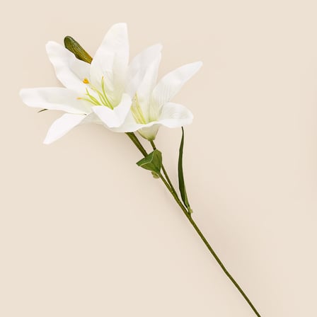 Deco Zambak Yapay Dal Çiçek - Beyaz - 61 cm