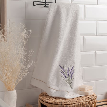 Soft Lavanta Nakışlı Yüz Havlusu - Asorti - 50x80 cm