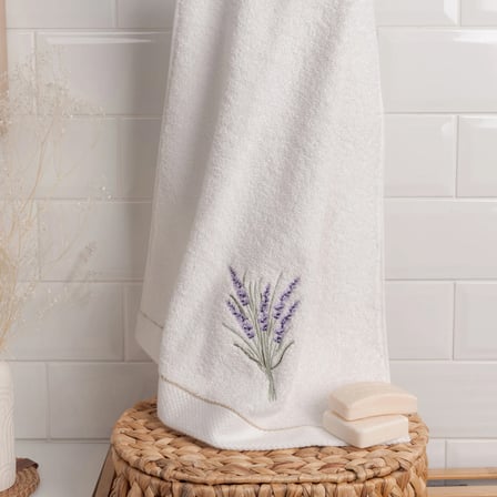 Soft Lavanta Nakışlı Yüz Havlusu - Asorti - 50x80 cm