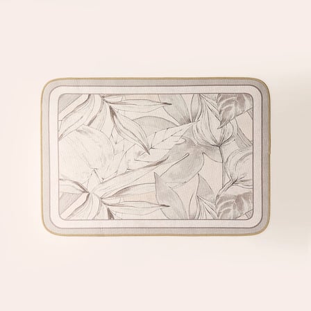 Soft Leaf Dikdörtgen Sihirli Banyo Paspası - Ekru - 50x70 cm