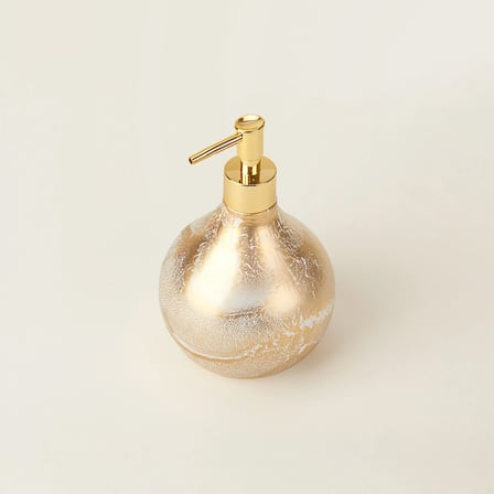 Design Celina Cam Sıvı Sabunluk - Gold / Beyaz