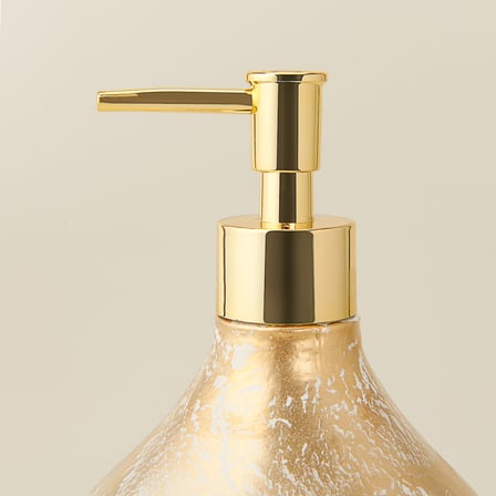 Design Celina Cam Sıvı Sabunluk - Gold / Beyaz