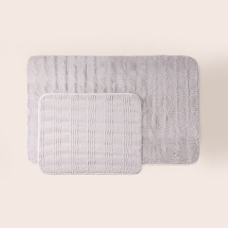 Soft Rems Rabbit Post 2'li Banyo Paspası - Gri - 50x60 cm + 60x100 cm