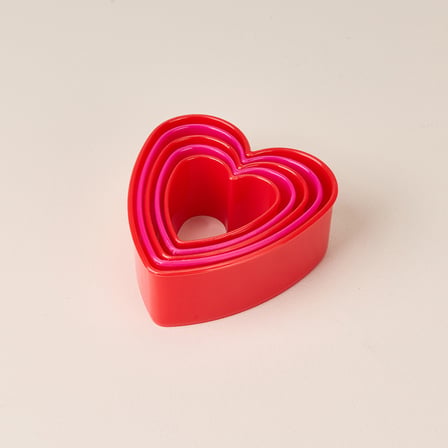Kalp 5'li Kurabiye Kesici - Pembe