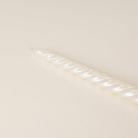 Sakura 2'li Burgu Şamdan Mumu - Sedef / Beyaz - 25 cm