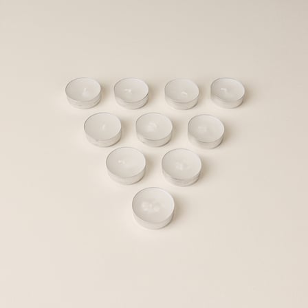 Sakura 10'lu Tealight Mum - Sedef / Beyaz - 3,8 cm