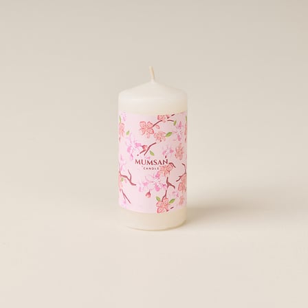 Sakura 2'li Mini Kulplu Blok Mum - Sedef / Beyaz - 7x3 cm