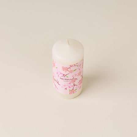 Sakura 2'li Mini Kulplu Blok Mum - Sedef / Beyaz - 7x3 cm