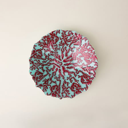 Deco Mercan Dekoratif Tabak - Turkuaz / Kırmızı -  40 cm