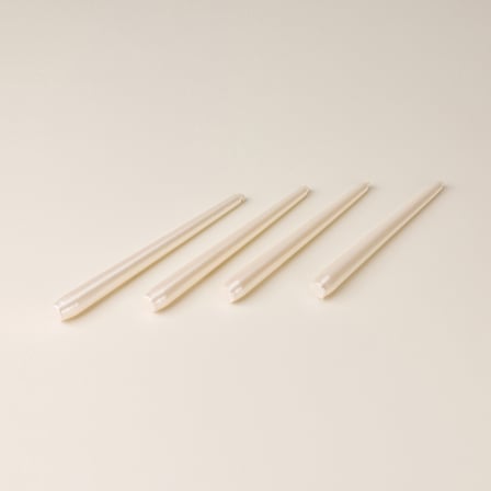 Sakura 4'lü Konik Şamdan Mumu - Sedef / Beyaz - 25 cm