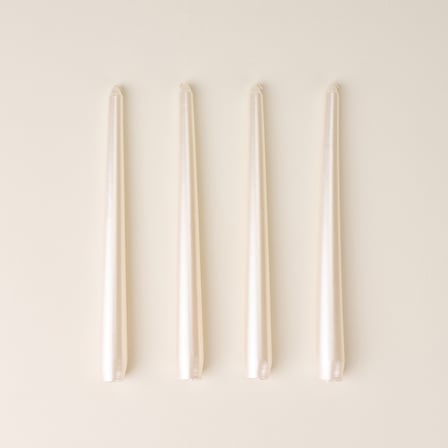 Sakura 4'lü Konik Şamdan Mumu - Sedef / Beyaz - 25 cm