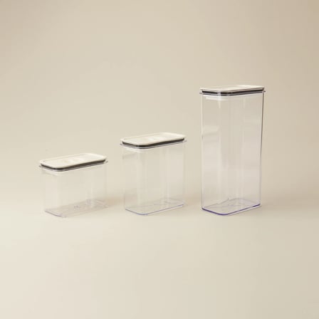 Kitchen Moeno 3'lü Vakumlu Kavanoz Seti - Beyaz - 1,2 lt + 1,8 lt + 3 lt