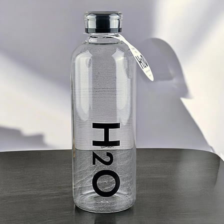 H2O Borosilikat Cam Matara - Şeffaf / Siyah - 1 lt